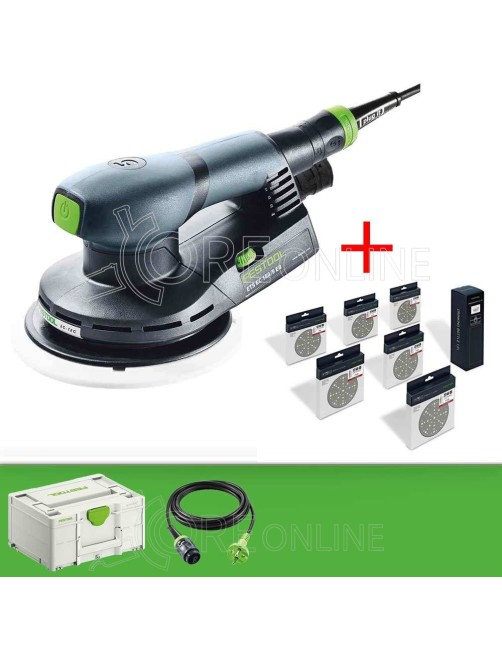 Levigatrice orbitale ETS EC 150/5 EQ Festool® 578188 + Set abrasivi Granat D150