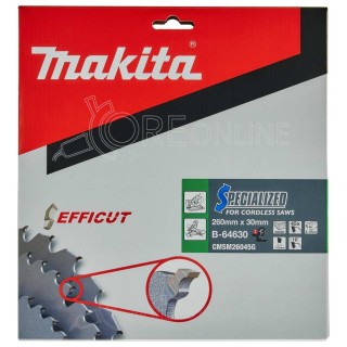 Lama per legno EFFICUT Ø260 x 30 x 2.15 45T Makita® B-64630