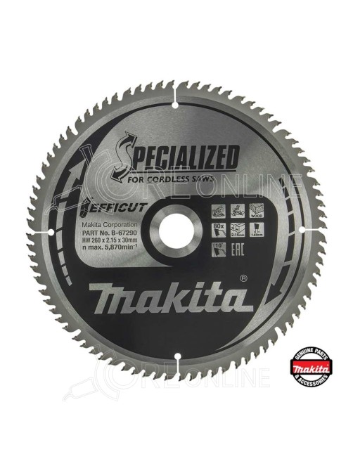 Lama per legno EFFICUT Ø260 x 30 x 2.15 80T Makita® B-67290