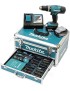 Trapano avvitatore con percussione Makita® DHP453RFX2 + valigetta con 96 accessori