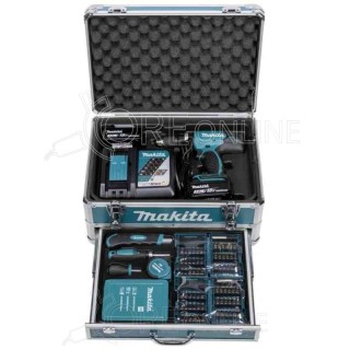 Trapano avvitatore con percussione Makita® DHP453RFX2 + valigetta con 96 accessori